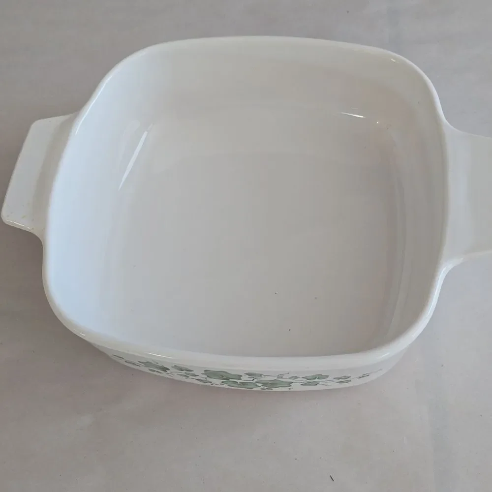 Rare Vintage Corningware Callaway Green Ivy 1 Liter Square Casserole Dish no lid